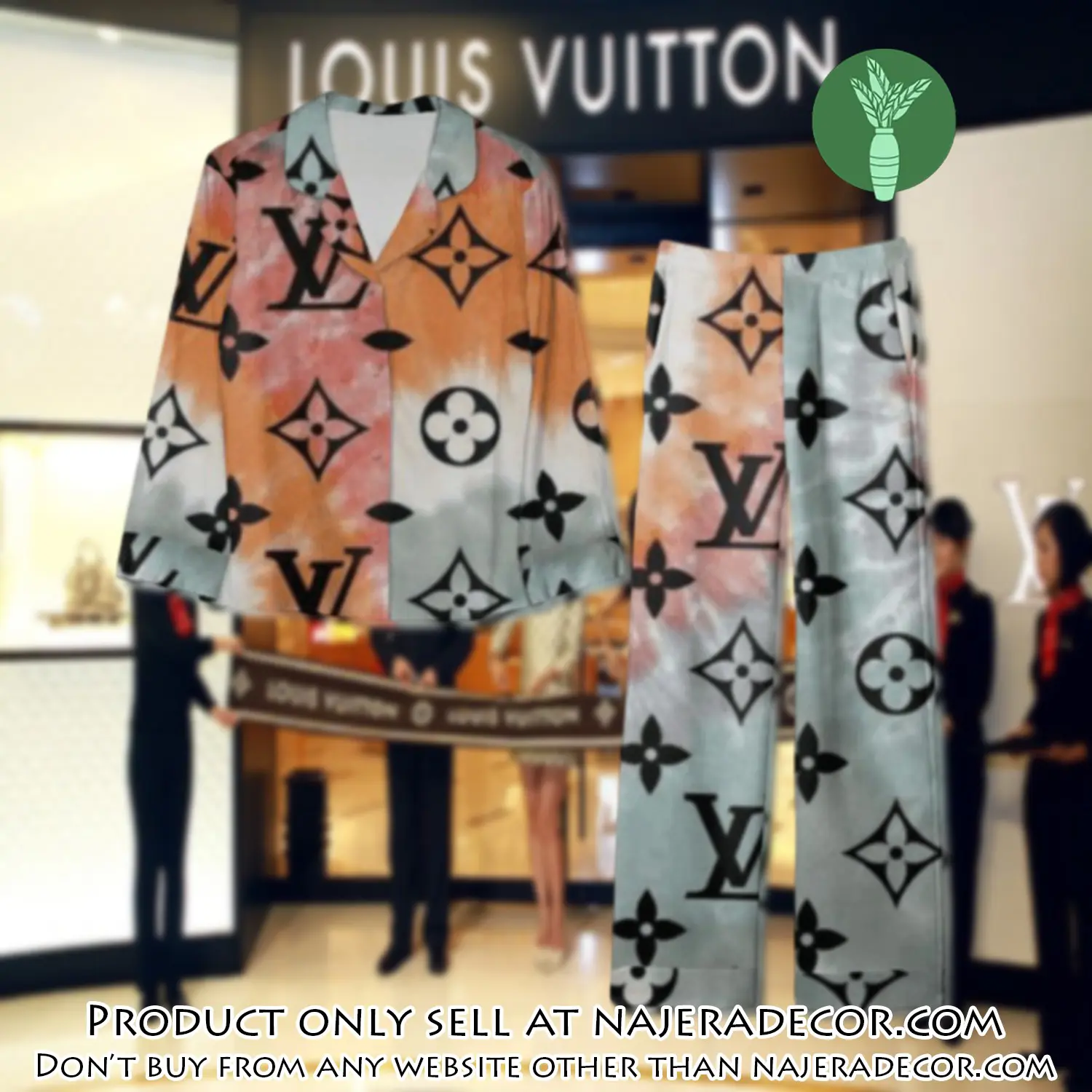 Trending luxury lv satin pajama set pjs1078 njr3758107